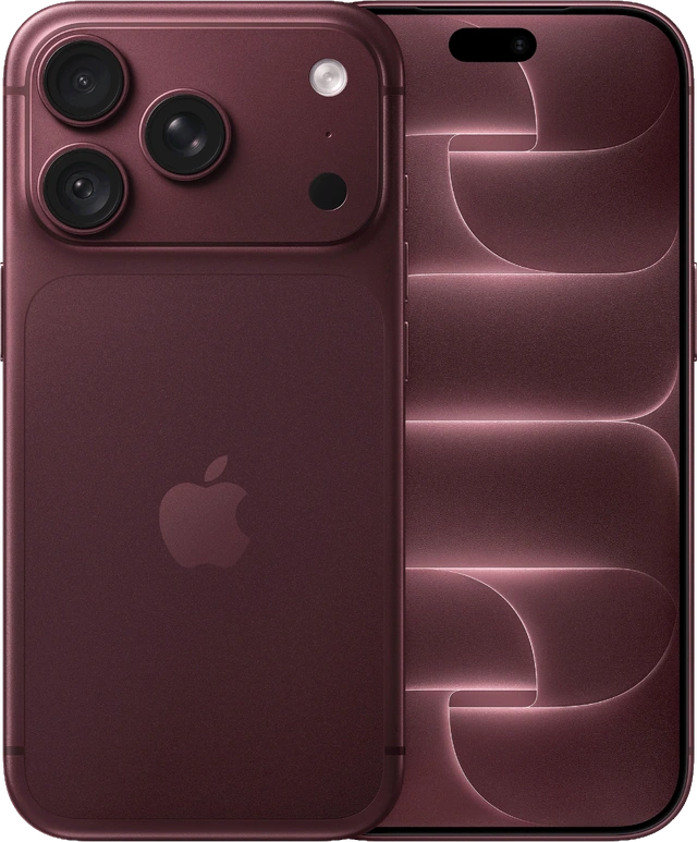 Apple iPhone 18 Pro in Burgundy, complete front and back view
