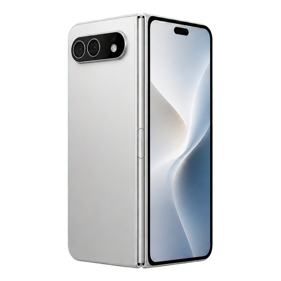 GetLow concept render of iPhone Fold in Silver concept, front and back