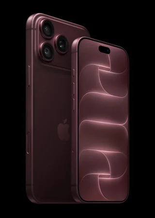 Official Apple front and rear image of the Burgundy iPhone 18 Pro pair